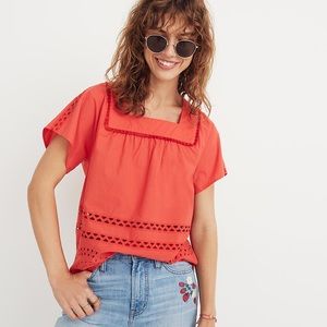 Coral Madewell Eyelet top